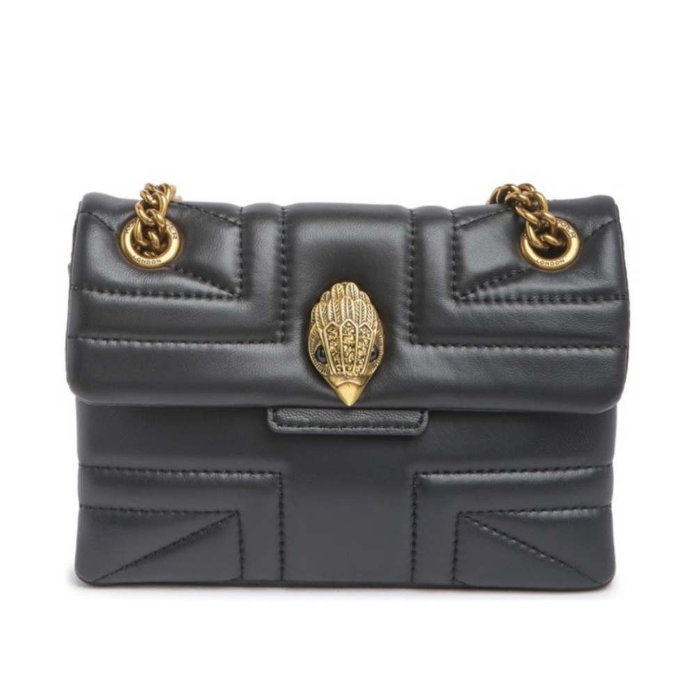 Kurt Geiger London Mini Kensington Leather Black Union Jack Bag NWT Chain Strap - Picture 4 of 7